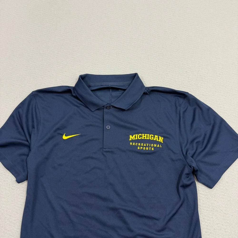 Nike Dri-FIT Michigan Recreational Sports Polo Shirt Small Wolverines Blue NWOT